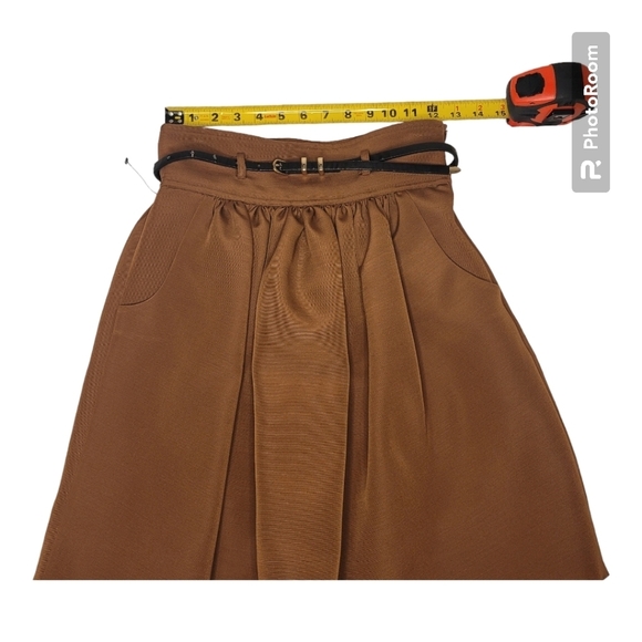 WHIT WOOL FAILLE BELTED MINI WOMEN SKIRT SIZE 0 - Picture 6 of 9